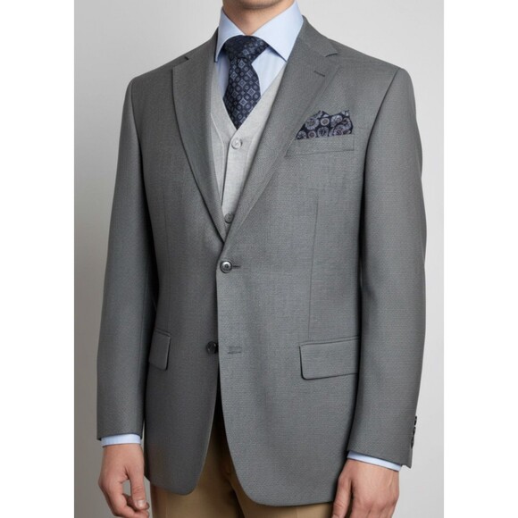 NAUTICA Men’s Blazer Sport Coat Classic Fit 2-Button Jacket 44L Gray Wool